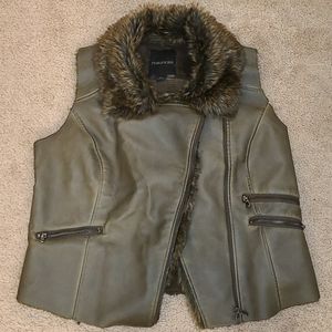 NWOT Maurices Faux Fur Lined "Pleather" Zip Vest